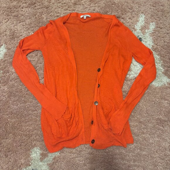 Madewell Summerweight Cardigan Sweater #A6540 XS Pocketed Button Up Coral Light - Picture 2 of 9